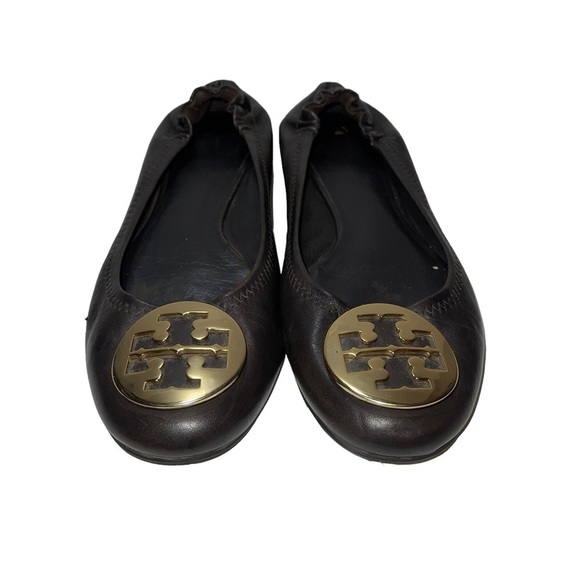 Tory Burch Black Flats with Gold Logo - Picture 5 of 7